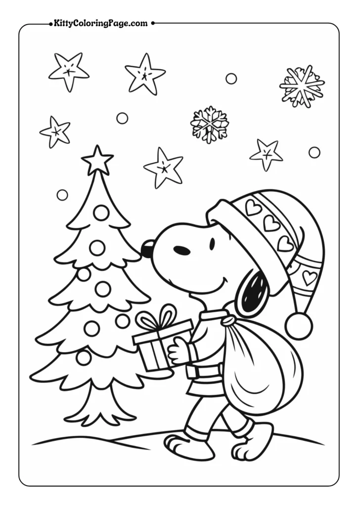 Snoopy Dressed as Santa Claus